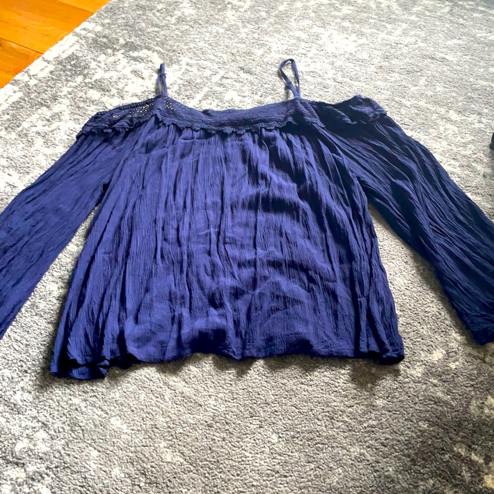 Navy Off the shoulder top